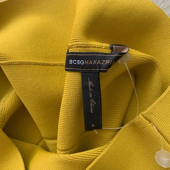 BCBG MAXAZRIA Alexa Bandage Stretch Mid-Length Skirt~Mustard (Sunshine) Color - Picture 2 of 4